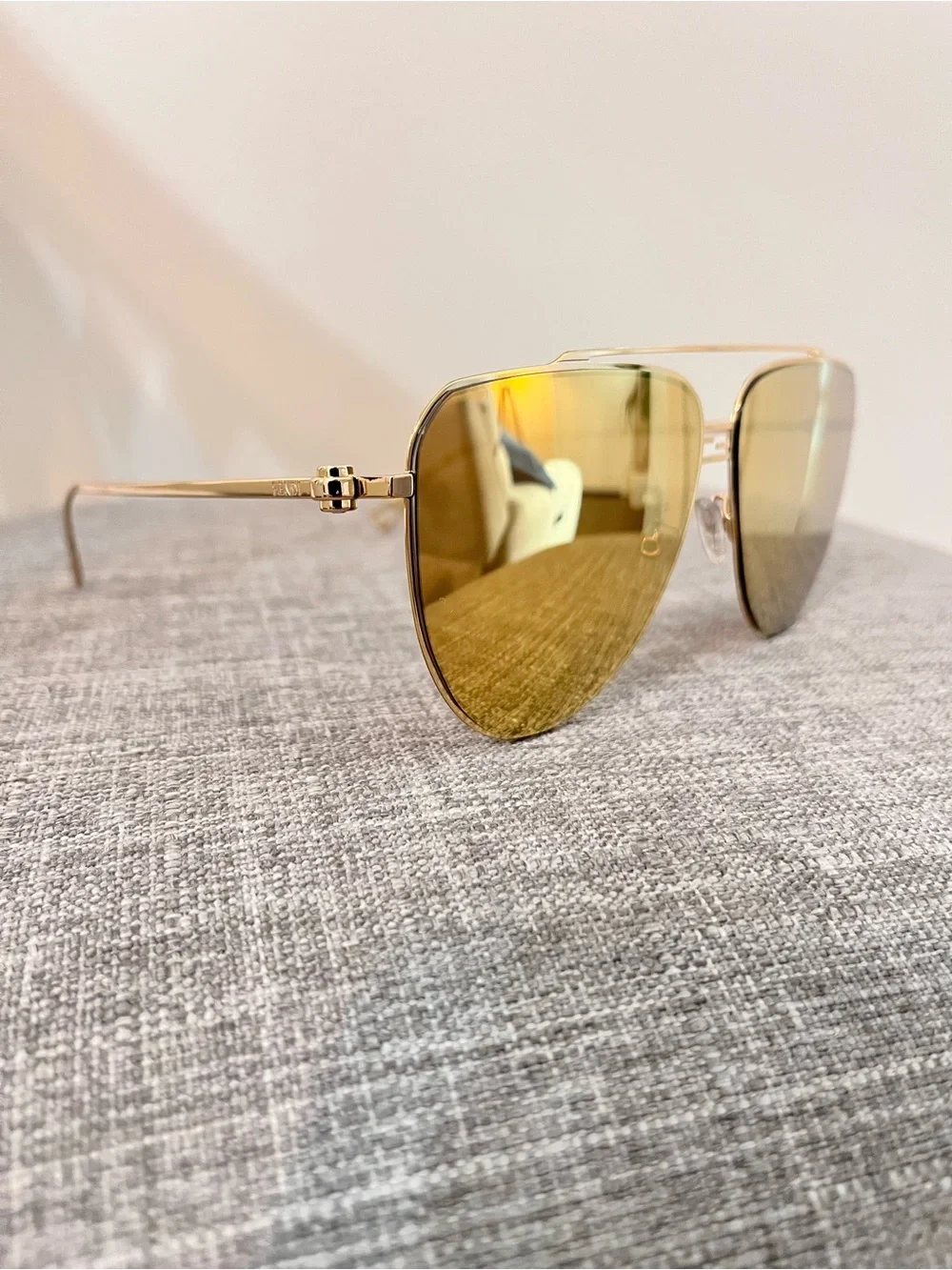 Fendi Gold Aviator Sunglasses with Gradient Amber Lenses - Unbranded